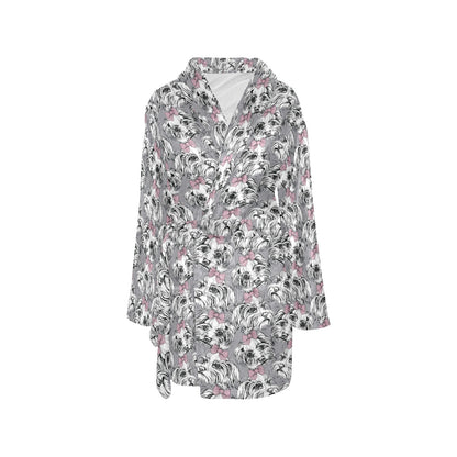 Maltese Pattern Print Design 01 Women's Fleece Robe