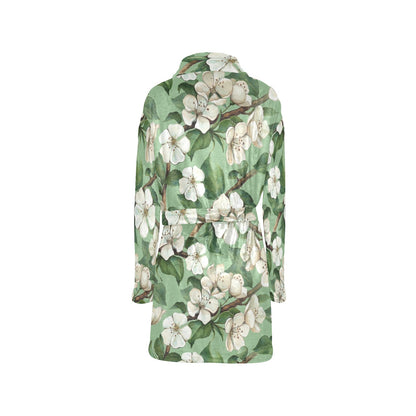 Apple blossom Pattern Print Design AB02 Women's Fleece Robe