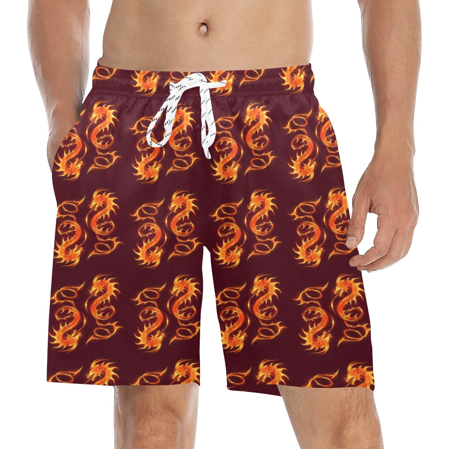 Dragons Fire Design Men's Swim Trunks Beach Shorts