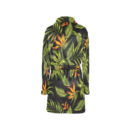 Bird Of Paradise Pattern Print Design BOP013 Women's Fleece Robe
