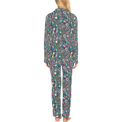 Science Print Design LKS304 Women's Long Pajama Set