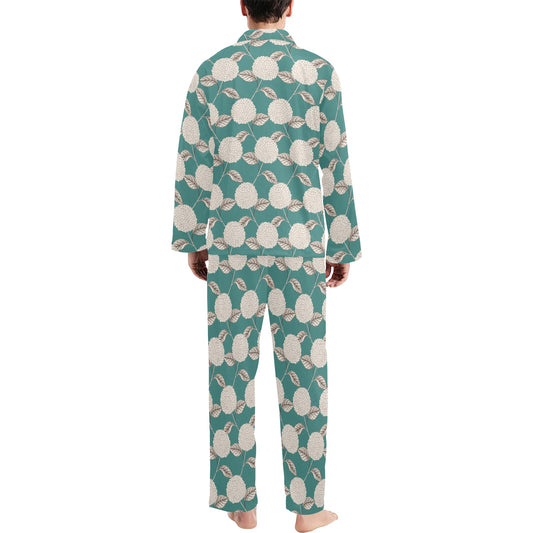 Hydrangea Pattern Print Design HD03 Men's Long Pajama Set
