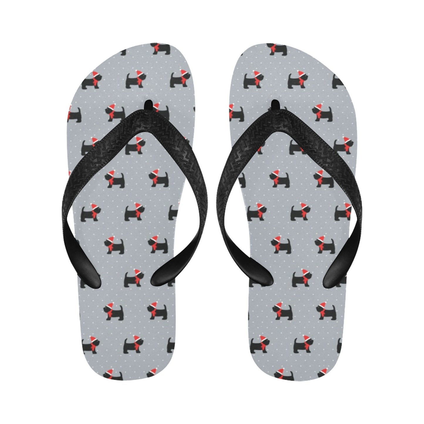 Scottish Christmas Themed Terriers Print Design LKS3018 Flip Flops