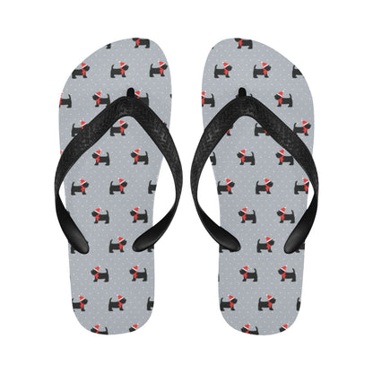 Scottish Christmas Themed Terriers Print Design LKS3018 Flip Flops