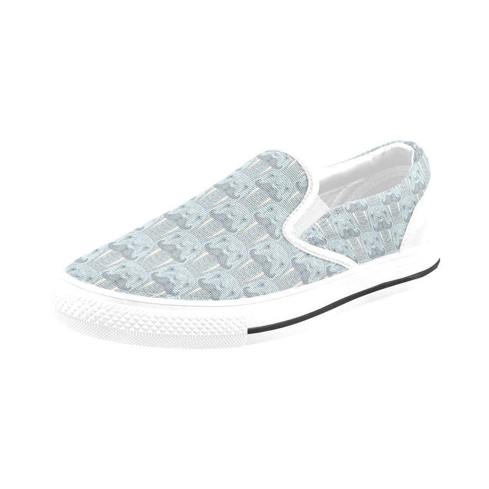Walrus Print Design LKS402 White Slip Ons Canvas Women's Shoes