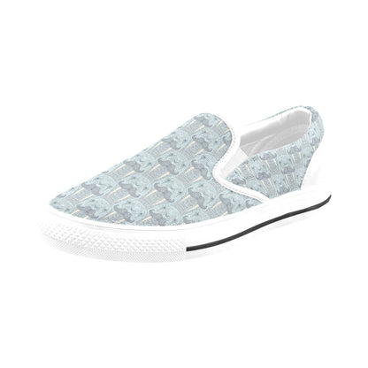 Walrus Print Design LKS402 White Slip Ons Canvas Women's Shoes