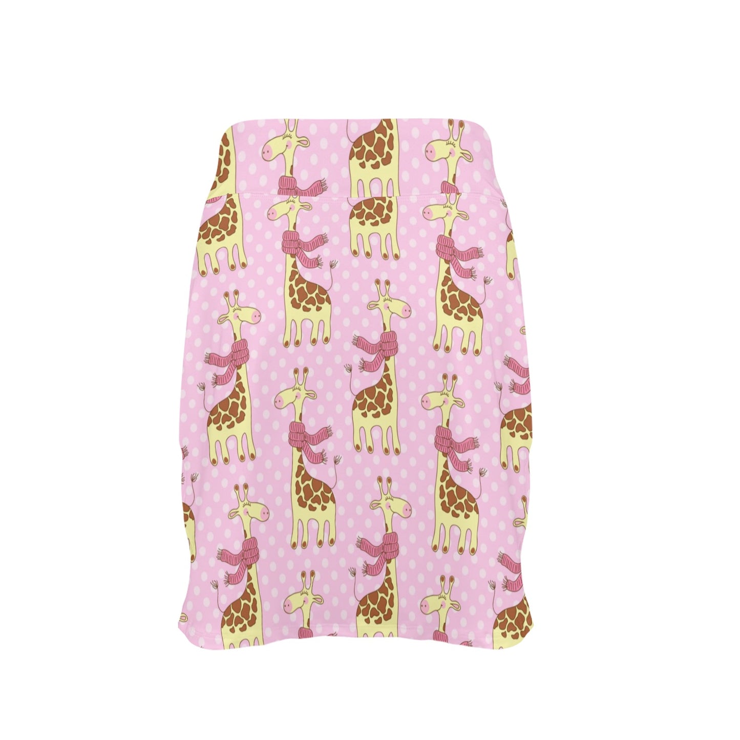 Giraffe Cute Pink Polka Dot Print 17" Golf & Pickleball Skort with Pockets
