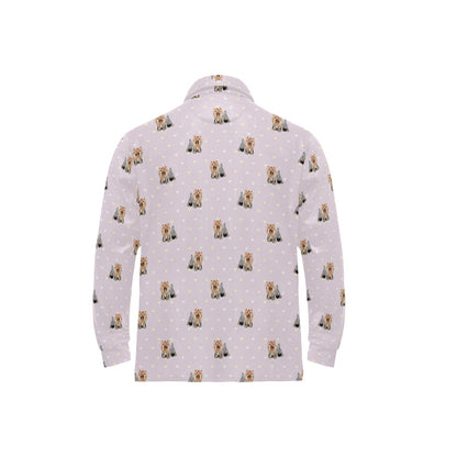 Yorkshire Terriers Print Design LKS302 Long Sleeve Polo Shirt For Men's