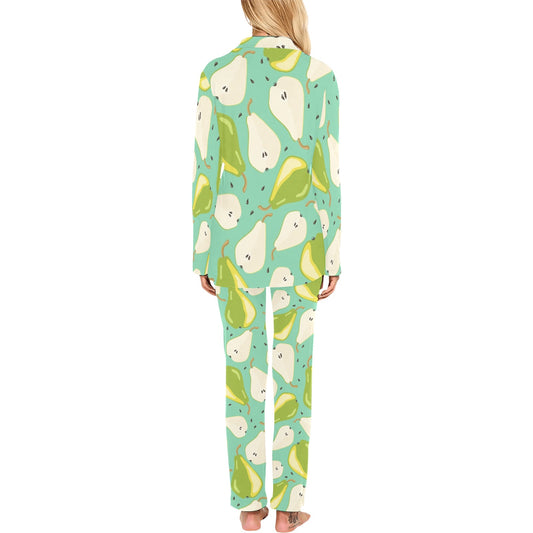 Pear Pattern Print Design PE04 Women's Long Pajama Set