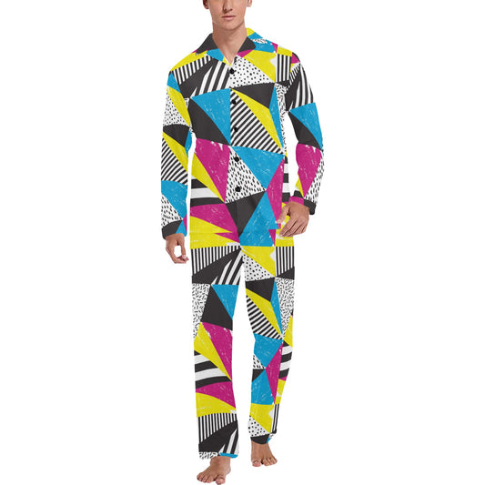 80s Pattern Print Design 2 Men's Long Pajama Set