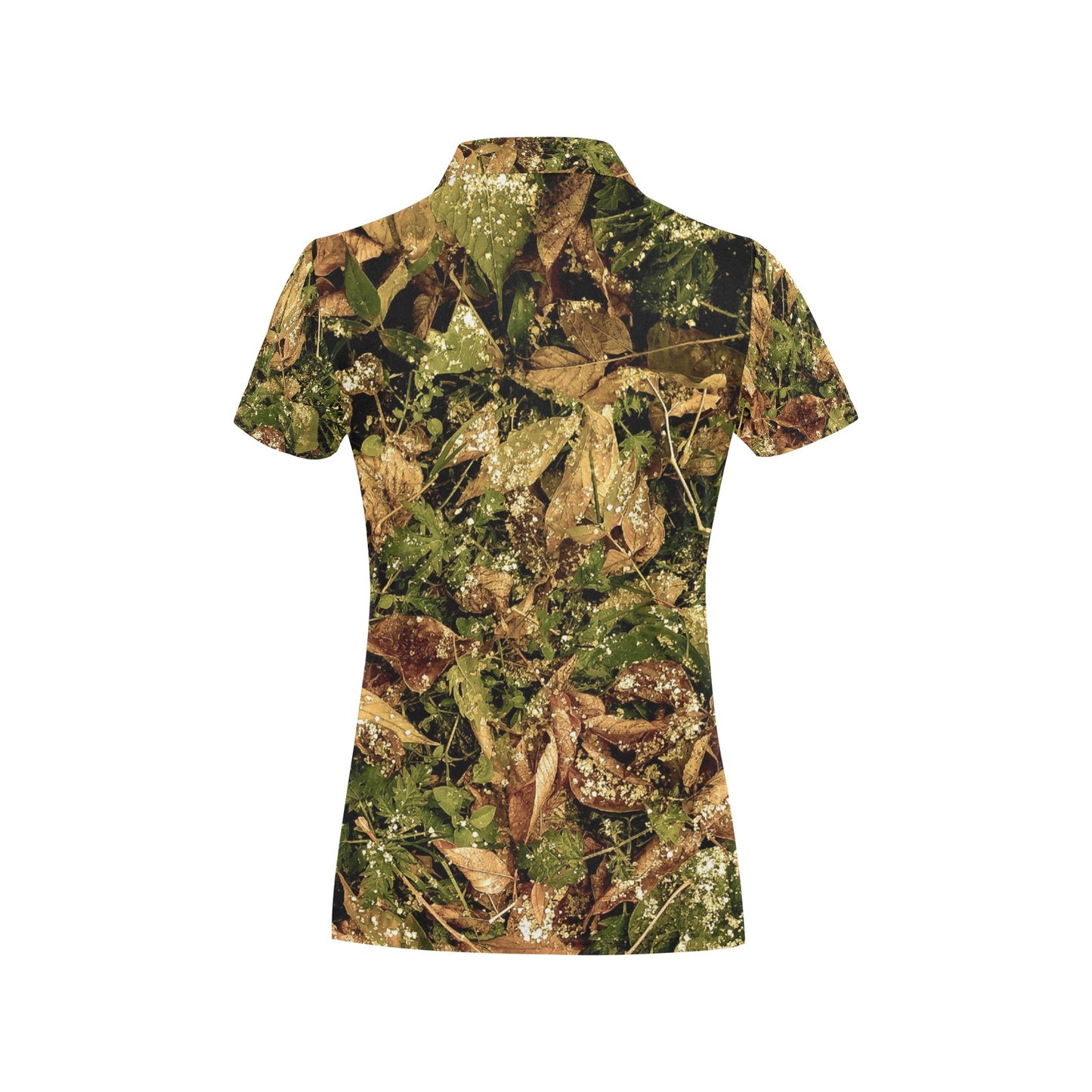 Camo Realistic Tree Forest Texture Print Women's Polo Shirt