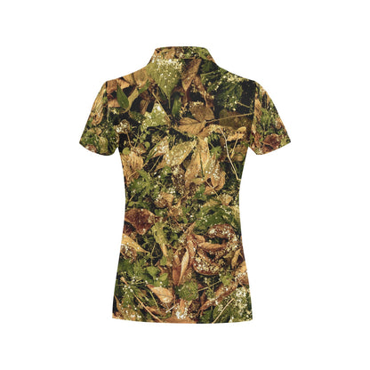 Camo Realistic Tree Forest Texture Print Women's Polo Shirt