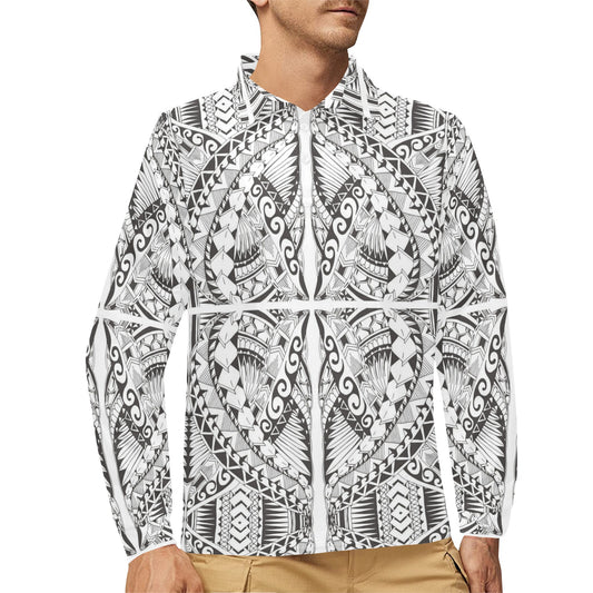 Samoan Style Print Design LKS301 Long Sleeve Polo Shirt For Men's