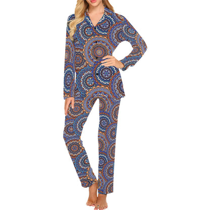 Mandala Boho Chic Design Print Women's Long Pajama Set