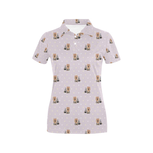 Yorkshire Terriers Print Design LKS302 Women's Polo Shirt