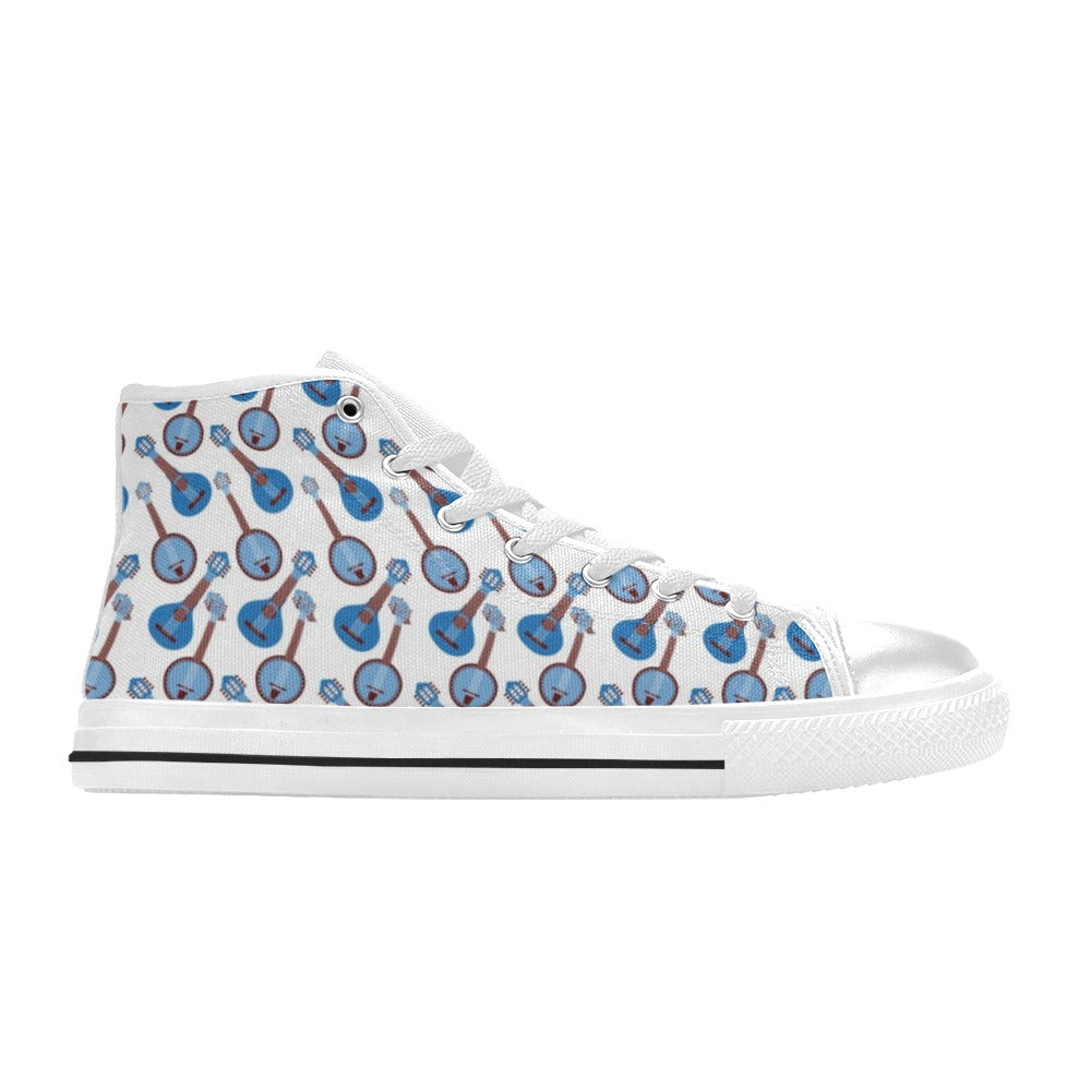 Banjo Print Design LKS401 Men's High Top Canvas Shoes