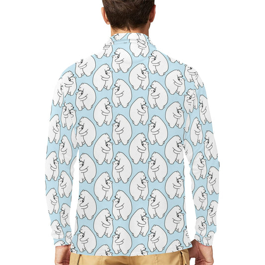 Polar Bear Pattern Print Design PB08 Long Sleeve Polo Shirt For Men's
