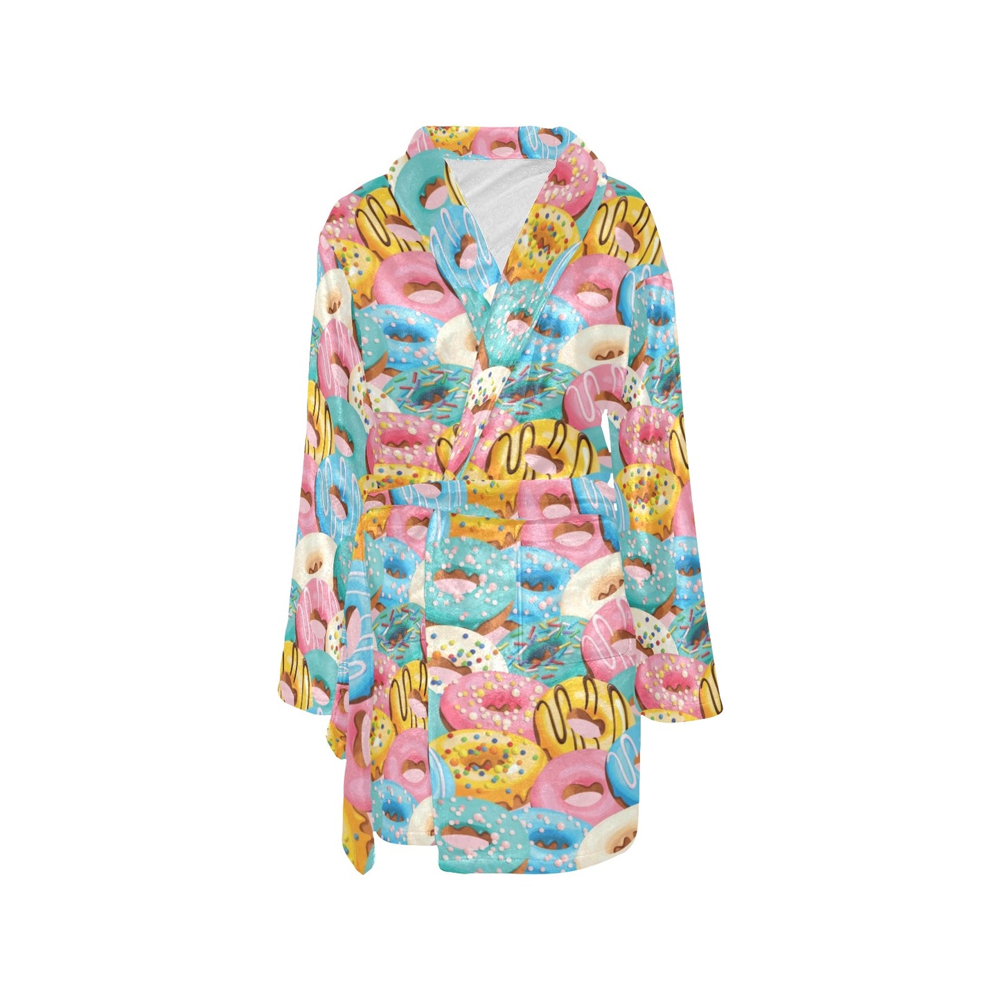 Donut Pattern Print Design DN01 Women's Fleece Robe