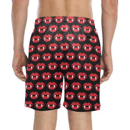Vampire Lips Print Design LKS302 Men's Swim Trunks Beach Shorts