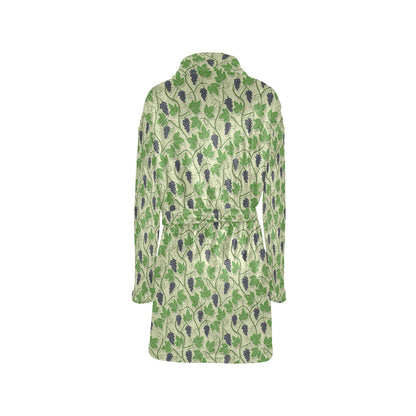 Wine Grape Thmed Print Women's Fleece Robe
