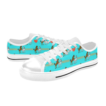 Horse Couple Love Print Design LKS309 Women's White Low Top Shoes