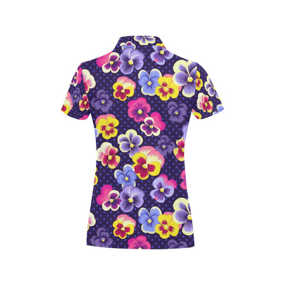 Pansy Pattern Print Design PS04 Women's Polo Shirt