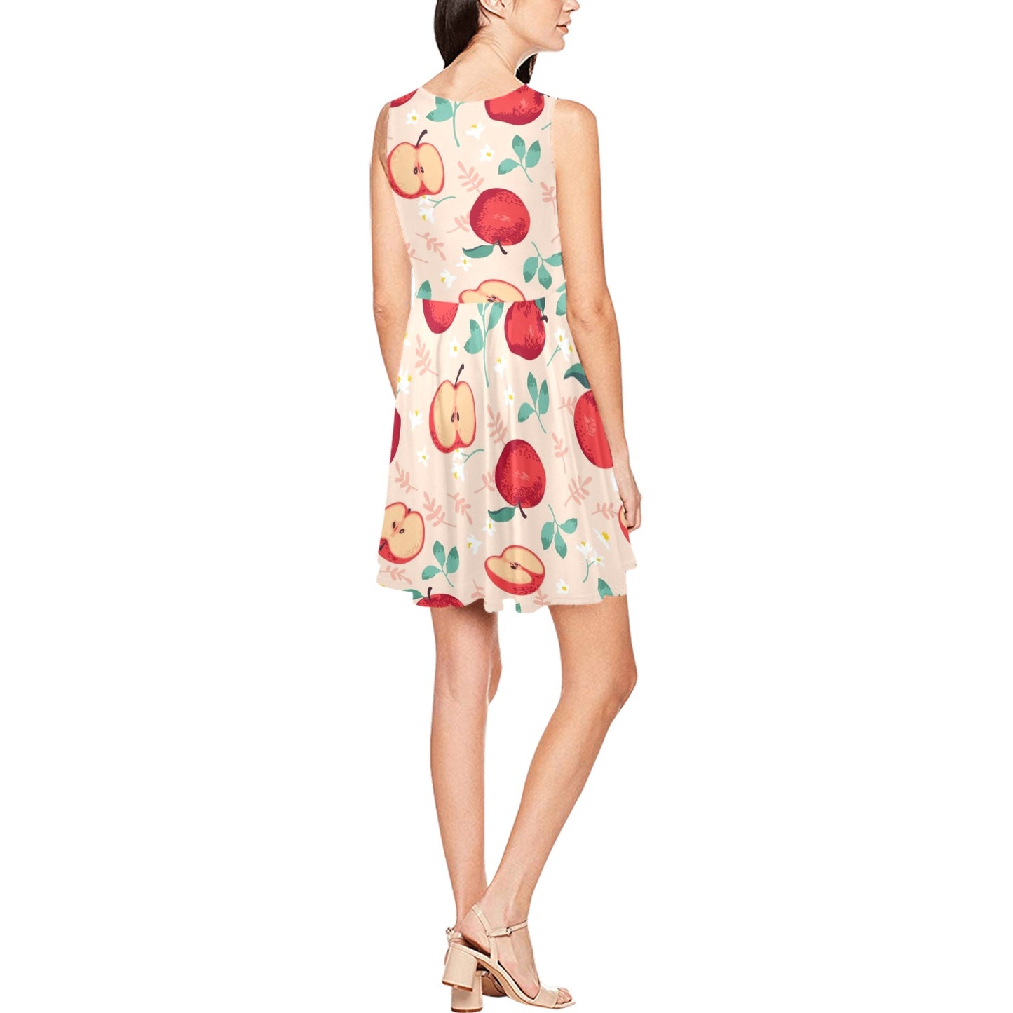 Apple Pattern Print Design AP06 Sleeveless Dress