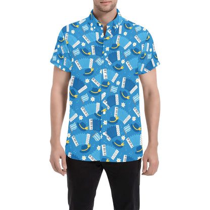 Accordion Print Design LKS401 Men Short Sleeve Button Up Shirt