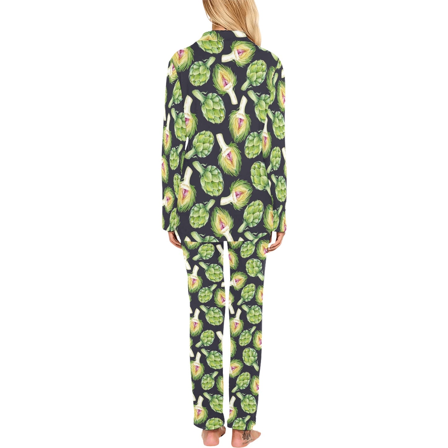 Artichoke Pattern Print Design 01 Women's Long Pajama Set