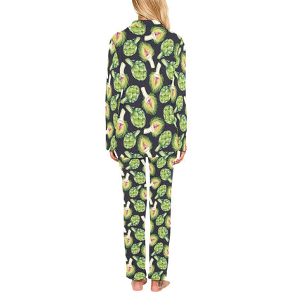 Artichoke Pattern Print Design 01 Women's Long Pajama Set