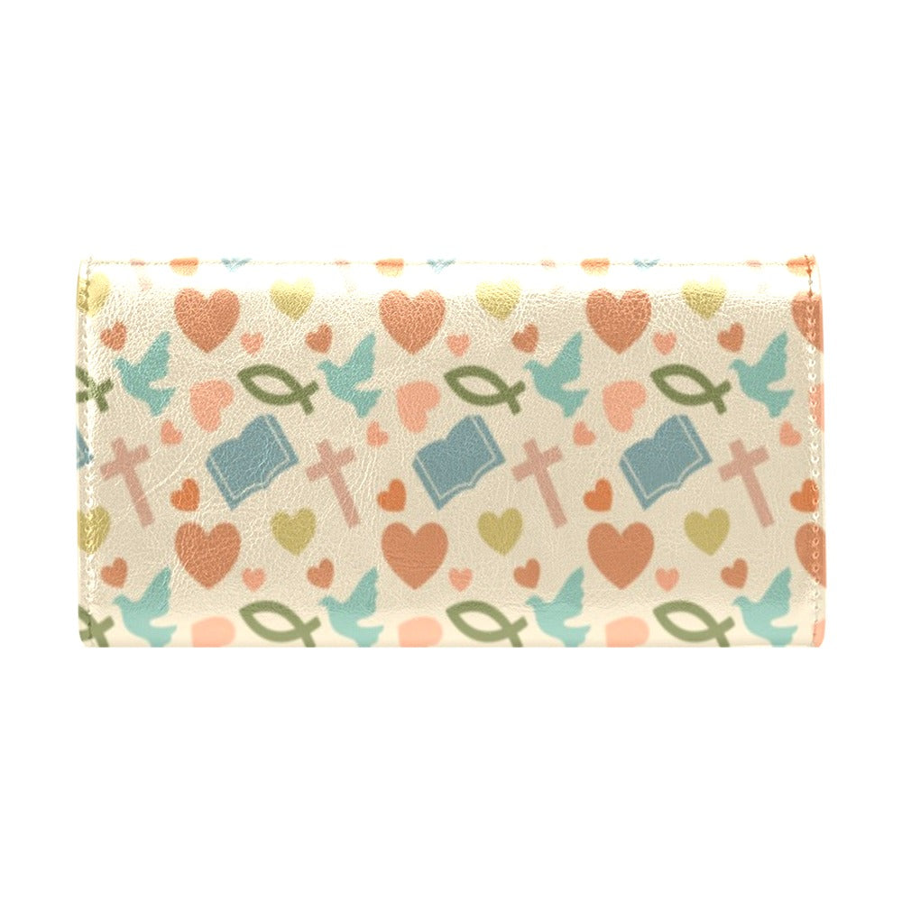 Christian Symbol Pattern Women's Trifold Wallet