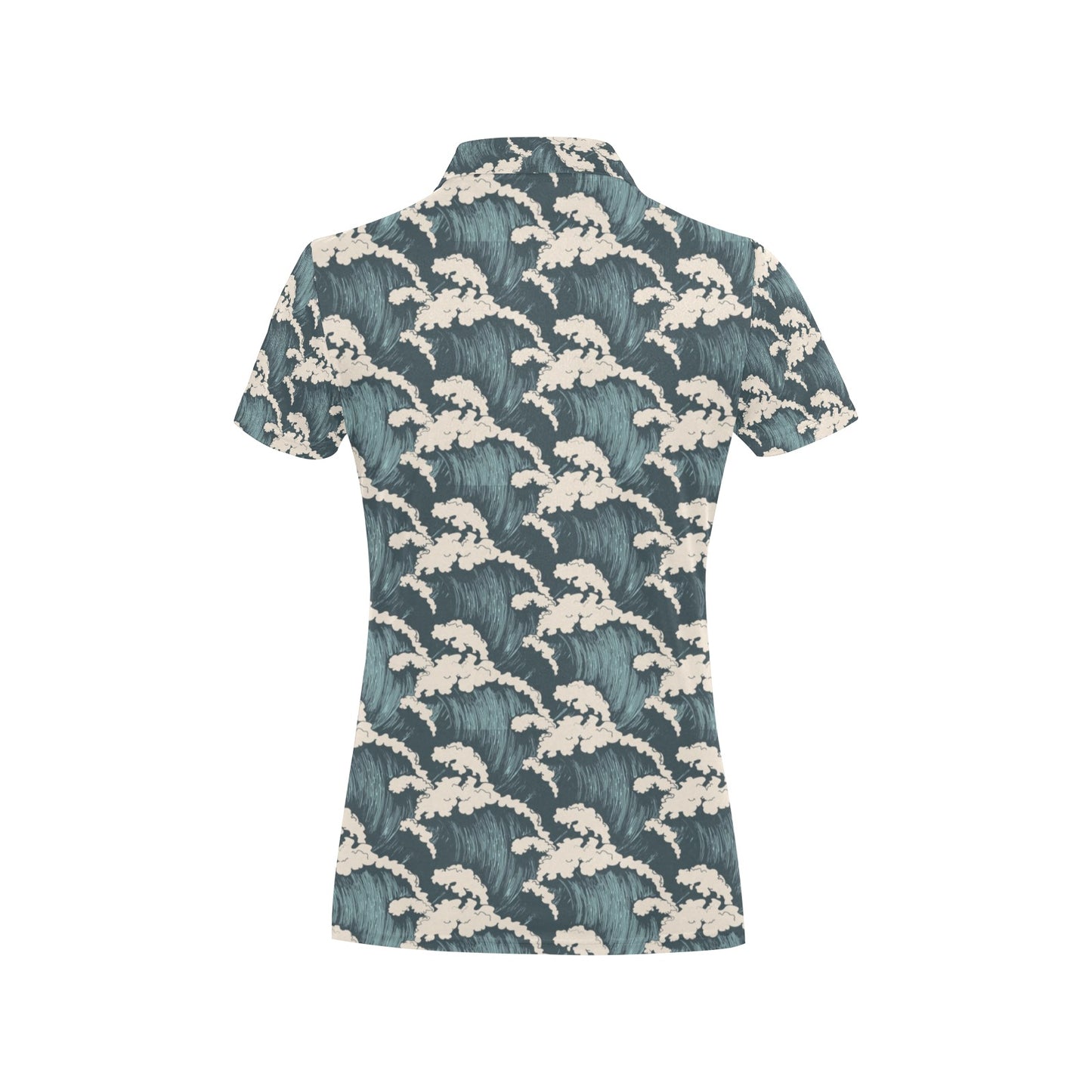 Wave Art Print Women's Polo Shirt