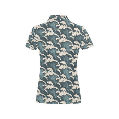 Wave Art Print Women's Polo Shirt