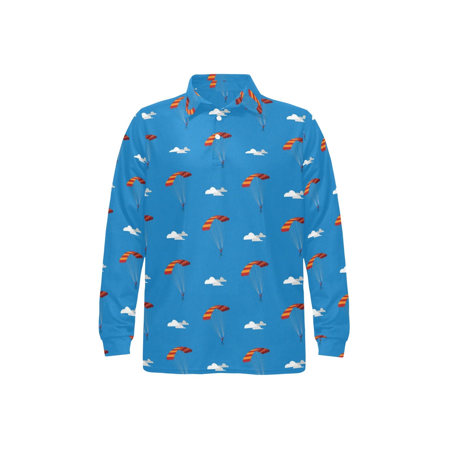 Skydiving Pattern Print Design 02 Long Sleeve Polo Shirt For Men's