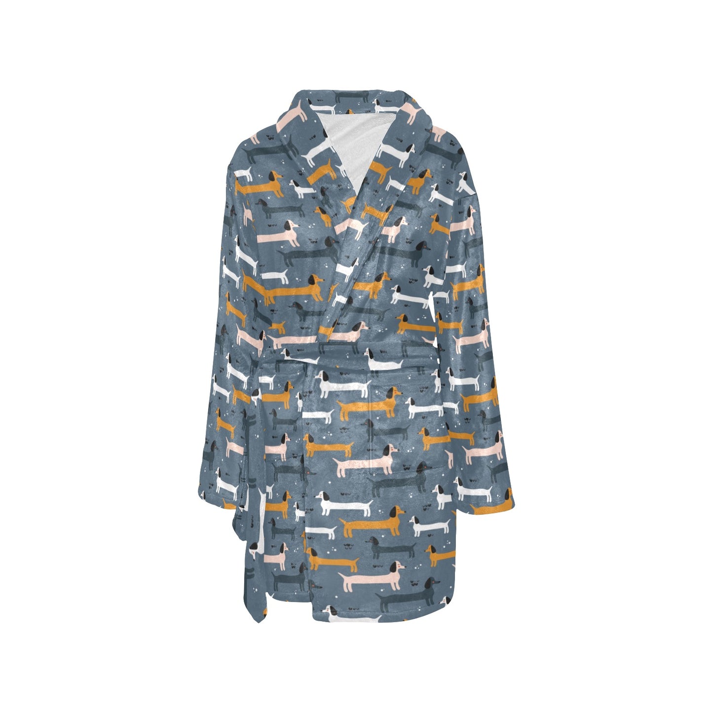 Dachshund Pattern Print Design 012 Women's Fleece Robe