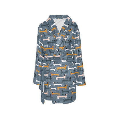 Dachshund Pattern Print Design 012 Women's Fleece Robe