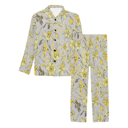 Daffodils Pattern Print Design DF05 Men's Long Pajama Set