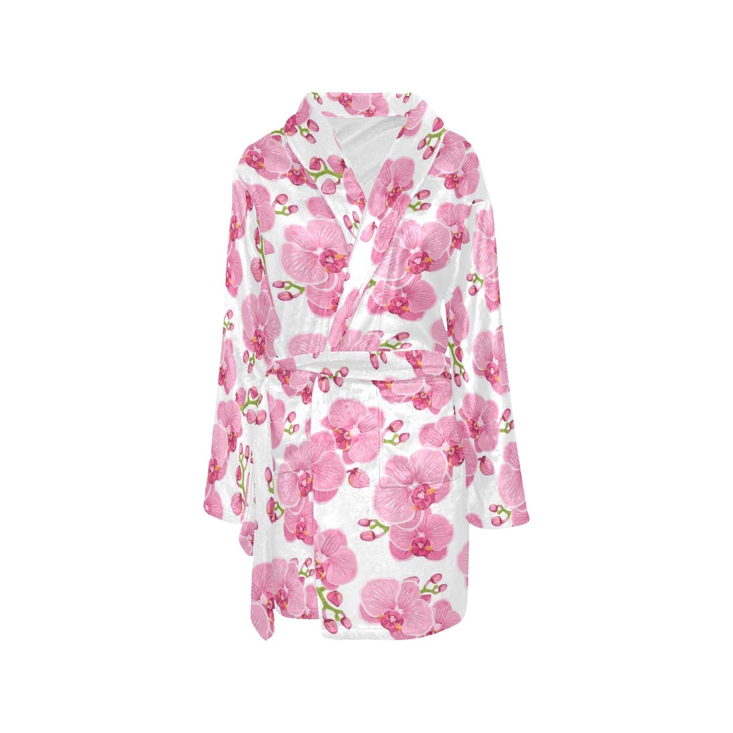 Orchid Pink Pattern Print Design OR07 Women's Fleece Robe