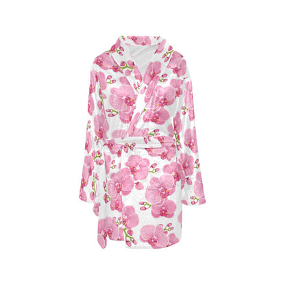 Orchid Pink Pattern Print Design OR07 Women's Fleece Robe