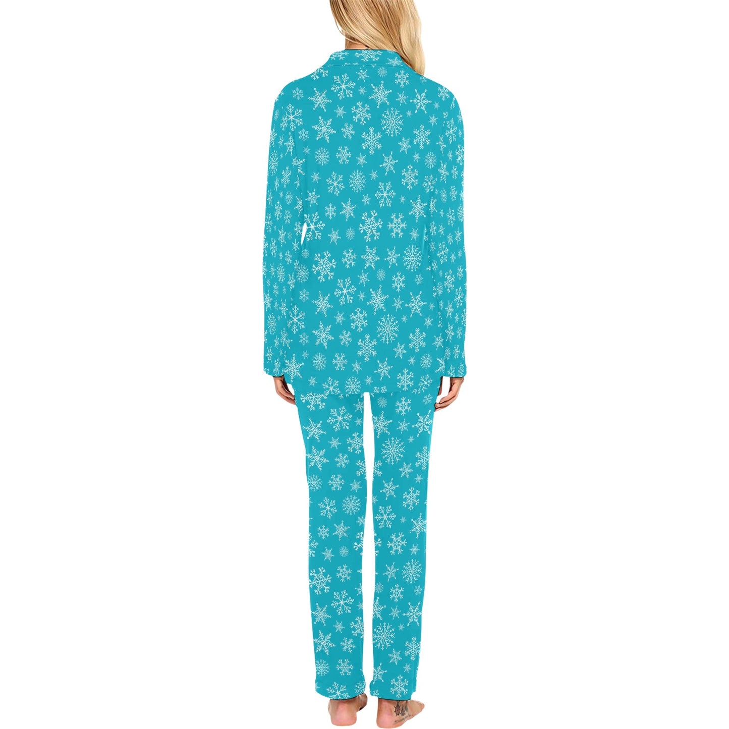 Snowflake Print Design LKS304 Women's Long Pajama Set