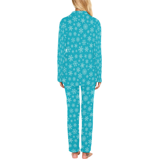 Snowflake Print Design LKS304 Women's Long Pajama Set