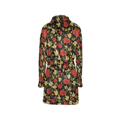 Cranberry Pattern Print Design CB02 Women's Fleece Robe