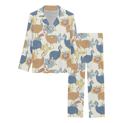 Guinea Fowl Pattern Print Design 01 Women's Long Pajama Set