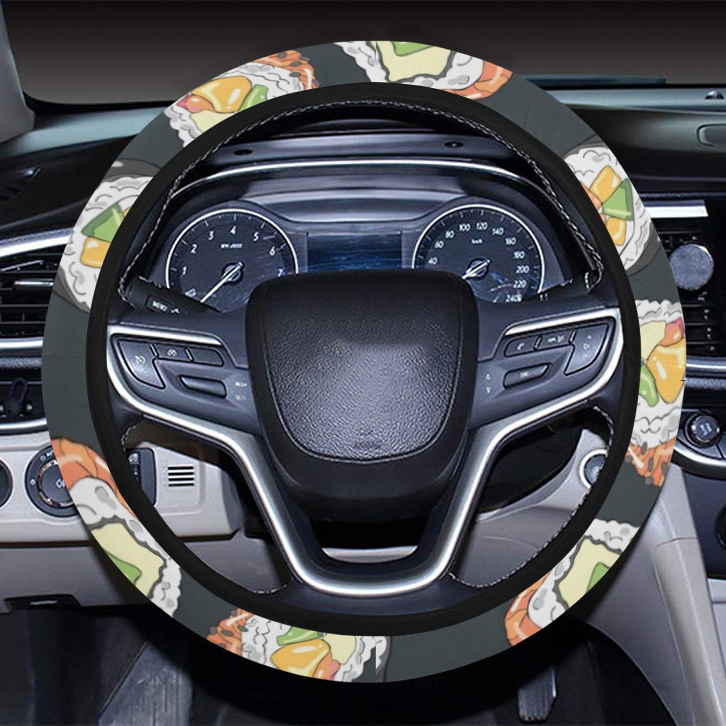 Sushi Print Design LKS306 Steering Wheel Cover with Elastic Edge