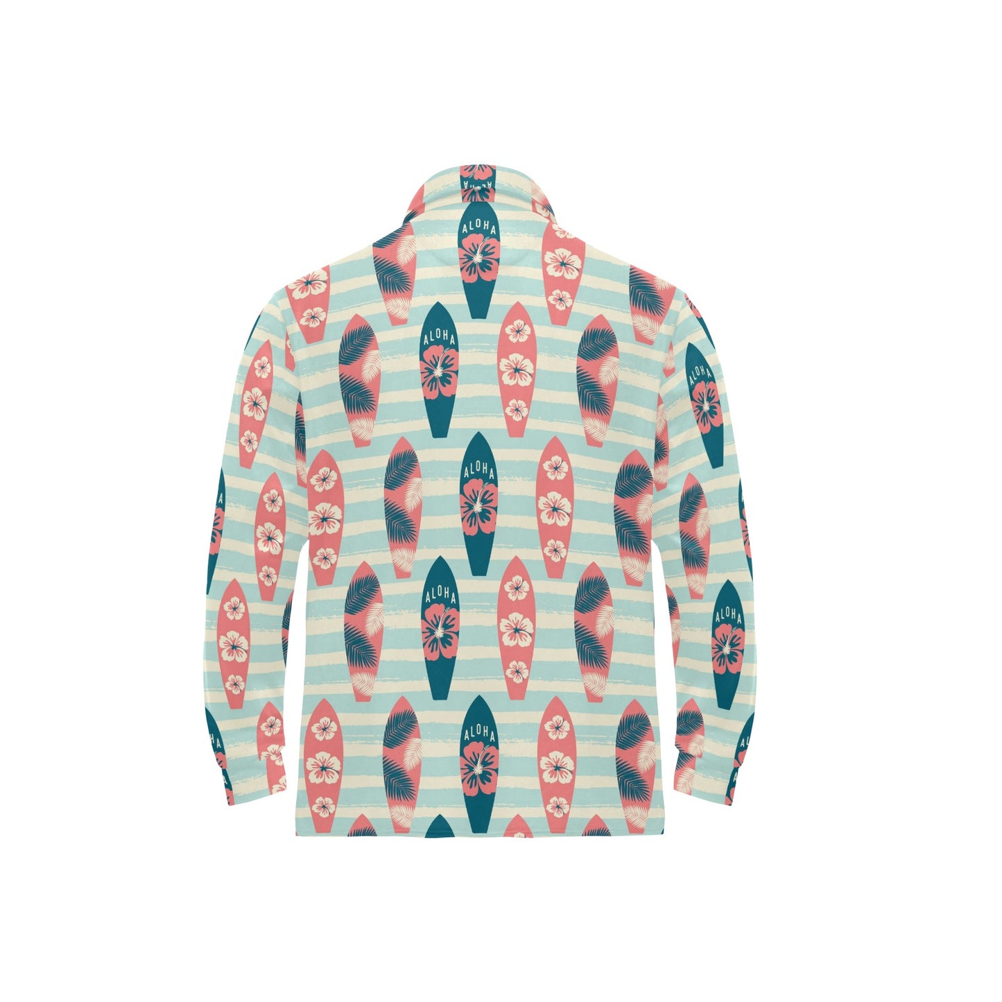 Aloha Hawaii Surfboard Pattern Print Design 02 Long Sleeve Polo Shirt For Men's
