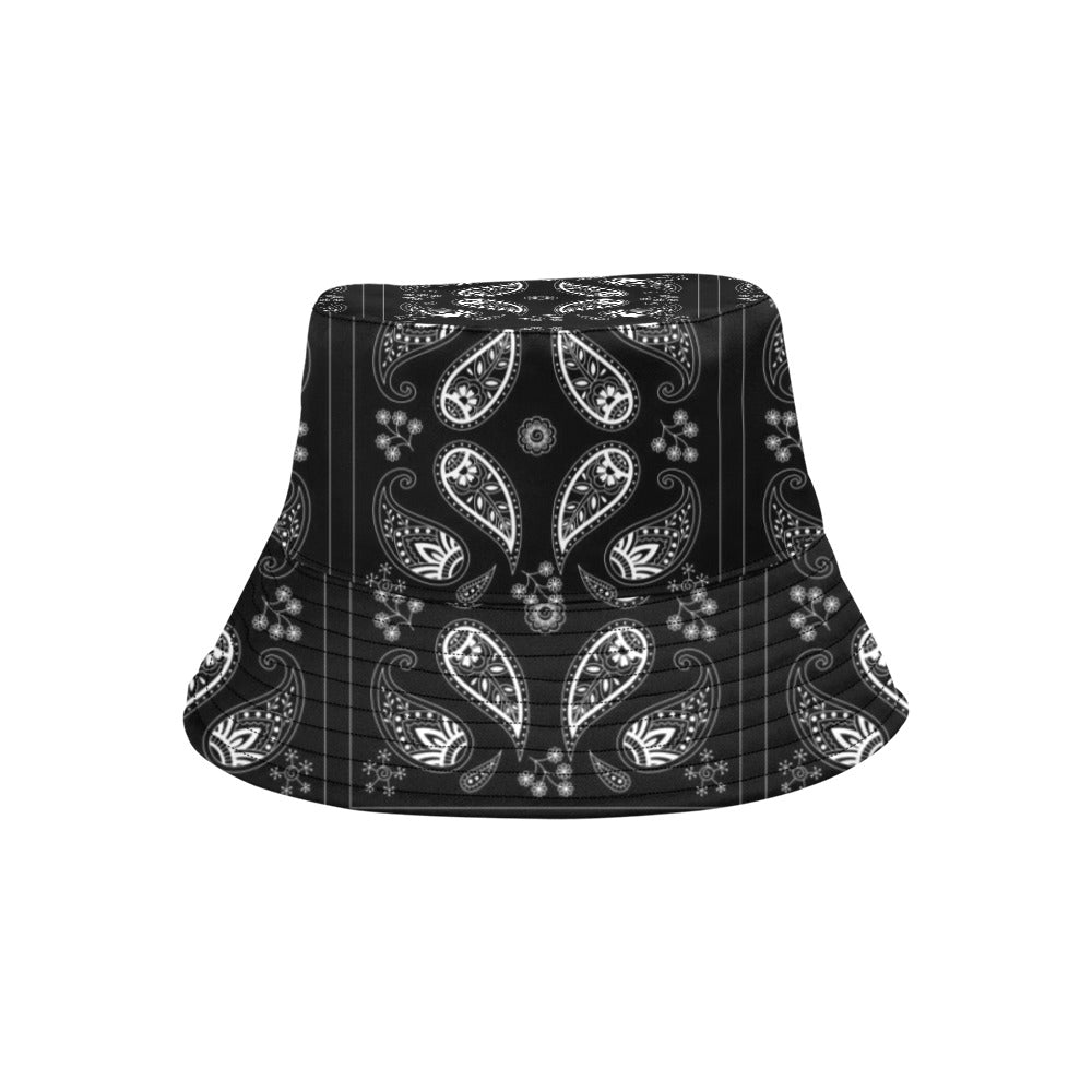 Bandana Paisley Black Print Design LKS308 Unisex Bucket Hat