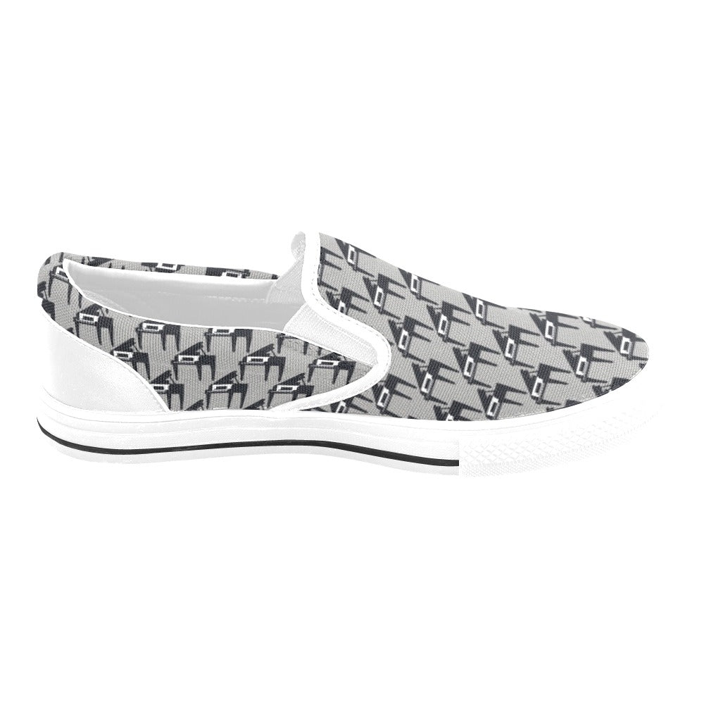 Piano Print Design LKS404 White Slip Ons Canvas Women's Shoes