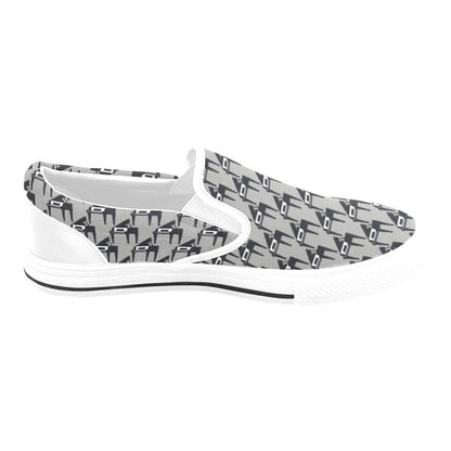 Piano Print Design LKS404 White Slip Ons Canvas Women's Shoes