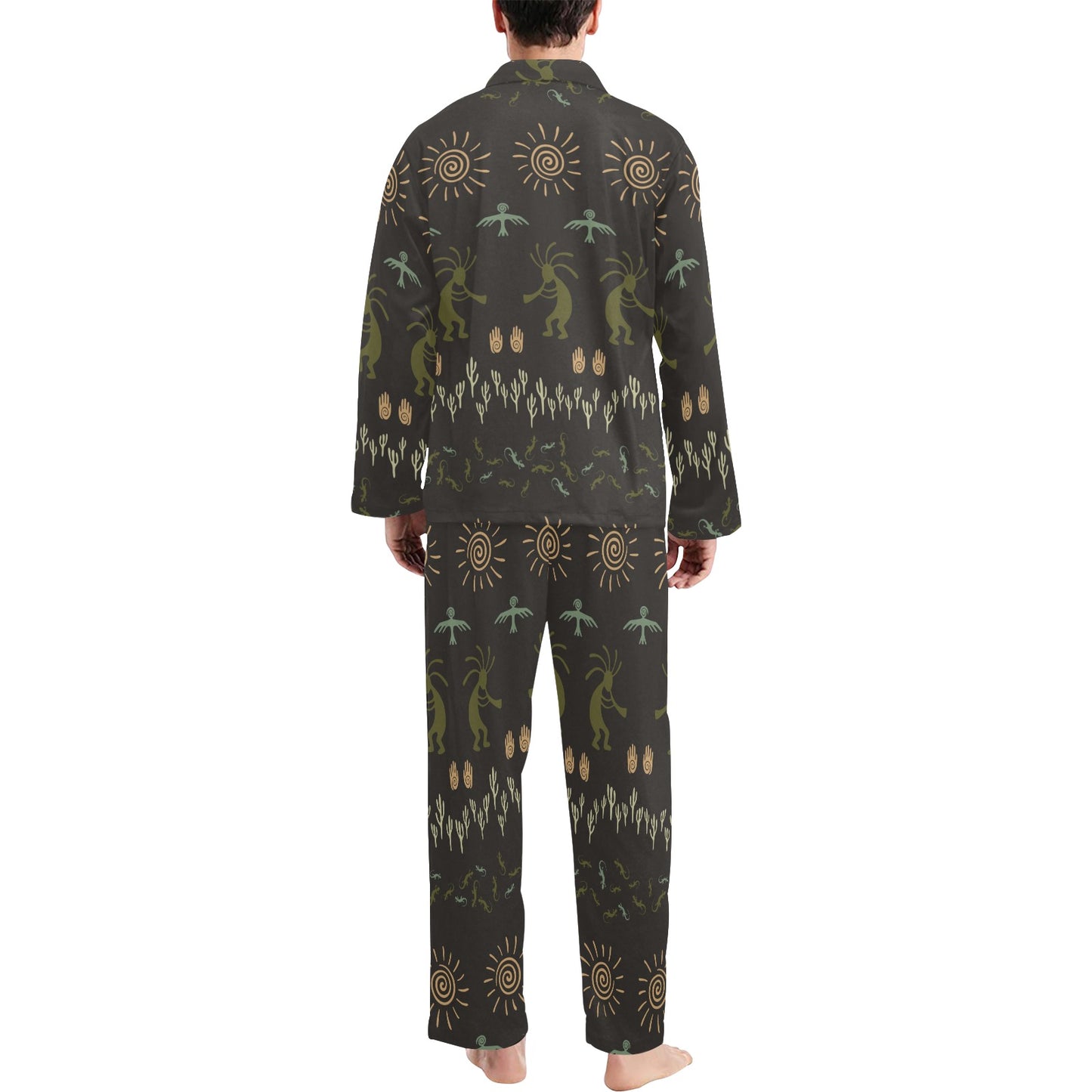 Mayan Pattern Print Design 04 Men's Long Pajama Set