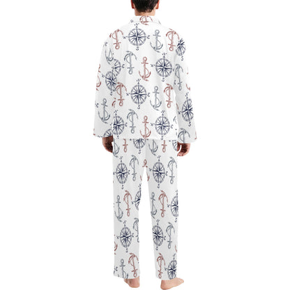 Anchor Pattern Print Design 06 Men's Long Pajama Set